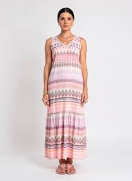 Rochie lungă fără mâneci fără mâneci roz MASSANA femme