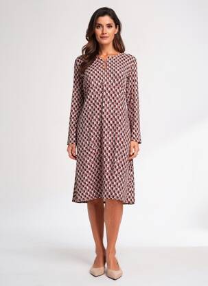 Rochie midi croială fluidă mâneci lungi roșu GEVANA femeie
