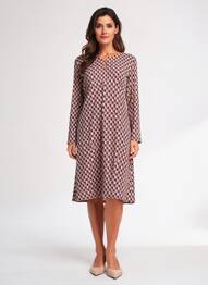 Rochie midi croială fluidă mâneci lungi roșu GEVANA femeie