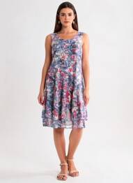 Rochie midi croială fluidă fără mâneci albastru DIANE LAURY femme