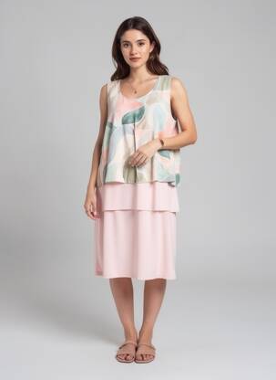 Rochie midi croială fluidă fără mâneci roz GREGORY PAT femeie
