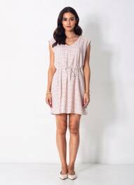 Rochie midi imprimeu fantezie fără mâneci roz C'EST BEAU LA VIE femme