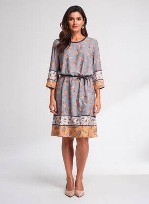 Rochie midi croială fluidă mâneci lungi albastru GRIFFON femeie