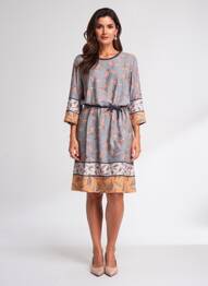 Rochie midi croială fluidă mâneci lungi albastru GRIFFON femme