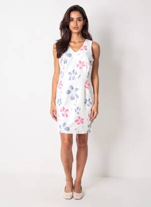 Rochie midi imprimeu floral fără mâneci alb GREGORY PAT femeie