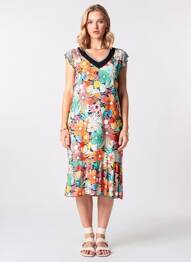 Rochie midi imprimeu floral fără mâneci portocaliu TELMAIL femme