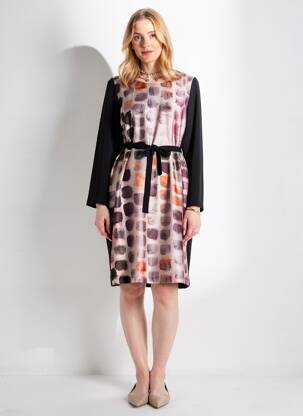 Rochie midi țesătură crep mâneci lungi negru JEAN DELFIN femeie