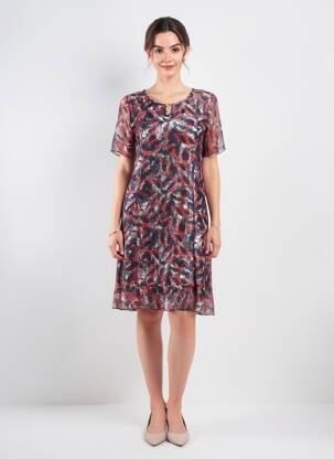 Rochie midi croială fluidă mâneci scurte albastru PLURIELLES femeie
