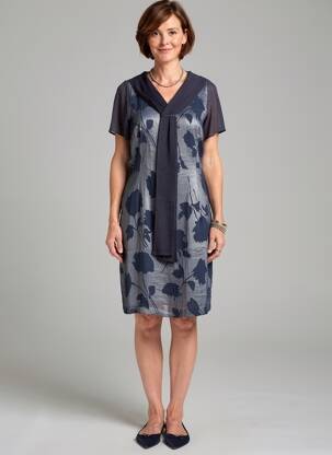 Rochie midi mâneci scurte mâneci scurte albastru FRANCE RIVOIRE femeie