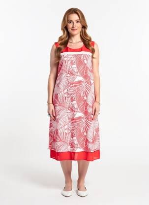 Rochie midi croială fluidă fără mâneci roșu DIANE LAURY femeie