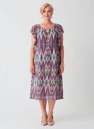 Rochie midi croială fluidă mâneci scurte albastru JEAN DELFIN femme