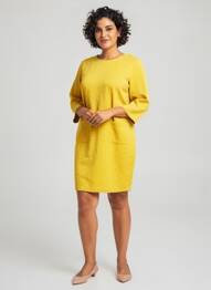 Rochie midi mâneci lungi mâneci lungi galben CONCEPT K femme