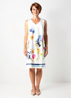Rochie midi imprimeu floral fără mâneci alb JEAN DELFIN femeie