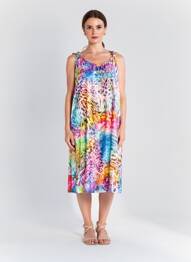 Rochie midi imprimeu floral fără mâneci albastru MASSANA femme