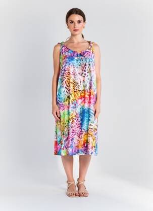 Rochie midi imprimeu floral fără mâneci albastru MASSANA femme