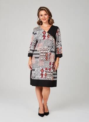 Rochie midi mâneci 3/4 mâneci 3/4 negru PLURIELLES femeie