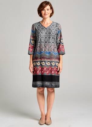 Rochie midi mâneci 3/4 mâneci 3/4 gri GEVANA femeie