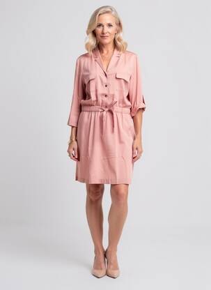 Rochie midi mâneci 3/4 mâneci 3/4 roz C'EST BEAU LA VIE femeie