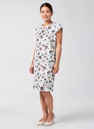 Rochie midi imprimeu floral mâneci scurte bej PLURIELLES femme