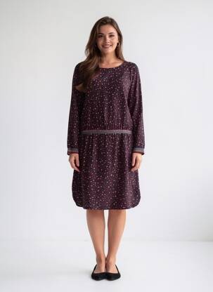 Rochie midi croială fluidă mâneci lungi negru C'EST BEAU LA VIE femeie