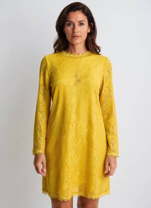 Rochie midi mâneci lungi mâneci lungi galben A BELLE femeie