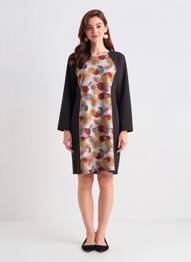 Rochie midi imprimeu fantezie mâneci lungi negru PLURIELLES femme