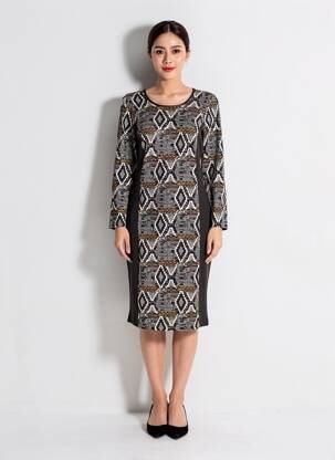 Rochie midi mâneci lungi mâneci lungi negru TELMAIL femeie