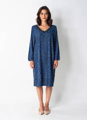 Rochie midi mâneci lungi mâneci lungi albastru TELMAIL femeie