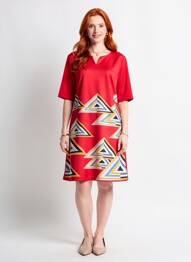 Rochie midi mâneci 3/4 mâneci 3/4 roșu A BELLE femme