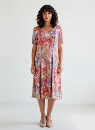 Rochie midi croială fluidă mâneci scurte roz GRIFFON femme