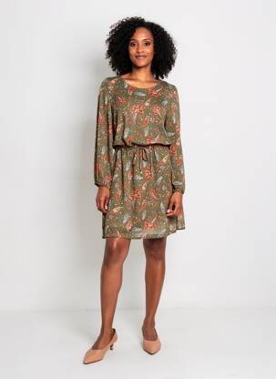 Rochie midi croială fluidă mâneci lungi verde GRIFFON femeie