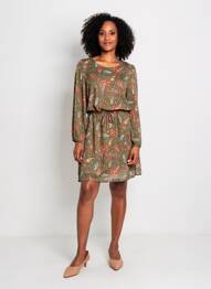 Rochie midi croială fluidă mâneci lungi verde GRIFFON femme