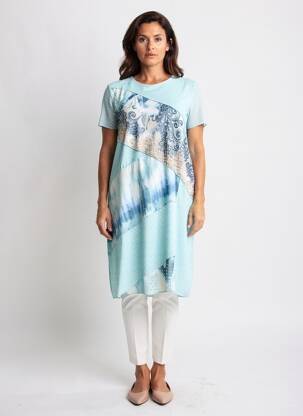 Rochie midi croială fluidă mâneci scurte albastru GRIFFON femeie