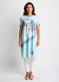 Rochie midi croială fluidă mâneci scurte albastru GRIFFON femme
