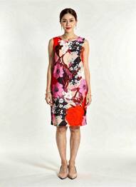 Rochie midi imprimeu floral fără mâneci roșu TELMAIL femeie