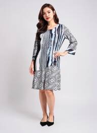 Rochie midi mâneci 3/4 mâneci 3/4 albastru GEVANA femme