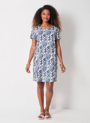 Rochie midi mâneci scurte mâneci scurte albastru GEVANA femeie