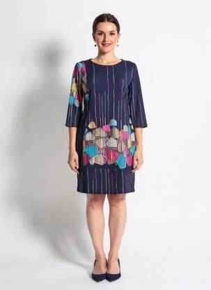Rochie midi mâneci 3/4 mâneci 3/4 albastru GEVANA femeie