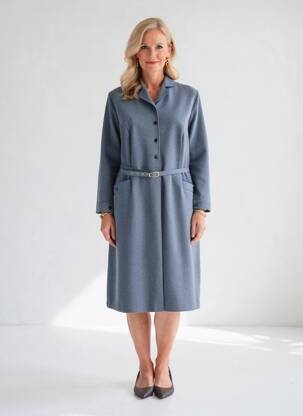 Rochie midi mâneci lungi mâneci lungi albastru 20/20 femeie