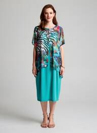 Rochie midi croială fluidă mâneci scurte albastru FRANCE RIVOIRE femme