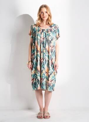Rochie midi mâneci scurte mâneci scurte verde FRANCE RIVOIRE femeie