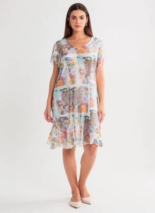Rochie midi mâneci scurte mâneci scurte albastru TELMAIL femeie