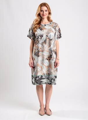 Rochie midi imprimeu floral mâneci scurte maro DIANE LAURY femme