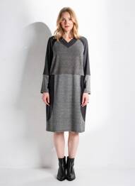 Rochie midi mâneci lungi mâneci lungi negru FRANCE RIVOIRE femme
