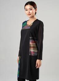 Rochie midi mâneci lungi mâneci lungi negru GEVANA femme