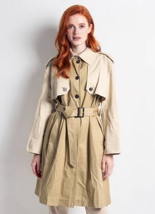 Trench țesătură poplin fără glugă bej BA&SH femeie