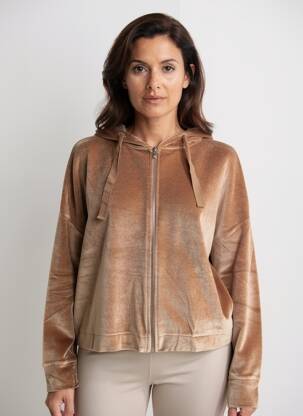 Jachete casual guler rotund maro MAJESTIC FILATURES femeie