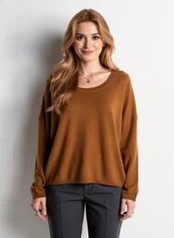 Pulover elasticitate mâneci lungi maro ABSOLUT CASHMERE femme