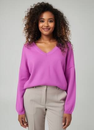 Pulover țesătură melanj mâneci lungi roz ABSOLUT CASHMERE femeie