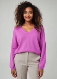 Pulover țesătură melanj mâneci lungi roz ABSOLUT CASHMERE femeie